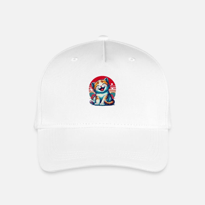 Entzückendes glückliches Kätzchen - Kinder Bio Basecap - Weiß
