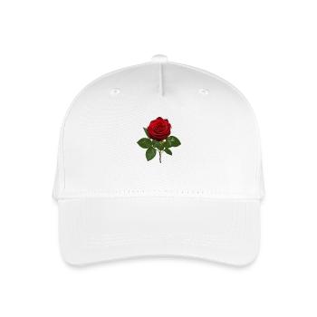 Rote Rose tiefrot - Kinder Bio Basecap - Weiß - Vorne