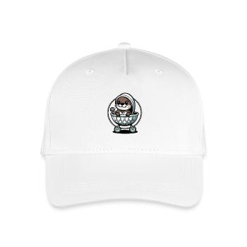 Cute baby otter in crib cot - Organic Kids’ Baseball Cap - white - Front