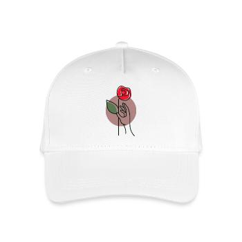 Greif nach der Rose – Symbolisches Line Art Motiv - Kinder Bio Basecap - Weiß - Vorne