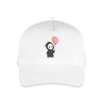 Niedlicher Sensenmann mit Luftballons – Schwarzer Humor Design - Kinder Bio Basecap - Weiß - Vorne