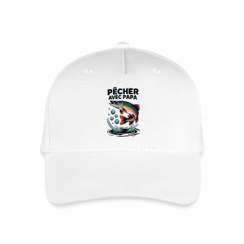Pêcher avec papa, c'est le top. Brochet bondissant - Kinder Bio Basecap - Weiß - Vorne