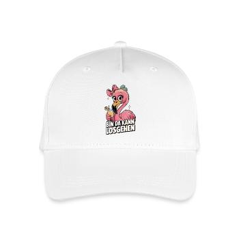Flamingo Spruchmotiv Bin da kann losgehen - Kinder Bio Basecap - Weiß - Vorne