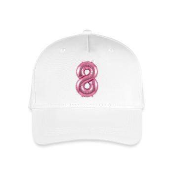 8. Geburtstag Shirt, Helium Ballon - Kinder Bio Basecap - Weiß - Vorne