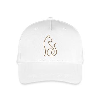 Katze Linienkunst Katzen Design - Kinder Bio Basecap - Weiß - Vorne
