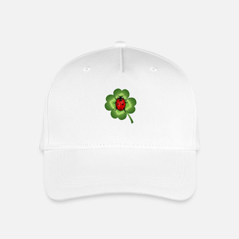 Kleeblatt und Marienkäfer - Kinder Bio Basecap - Weiß