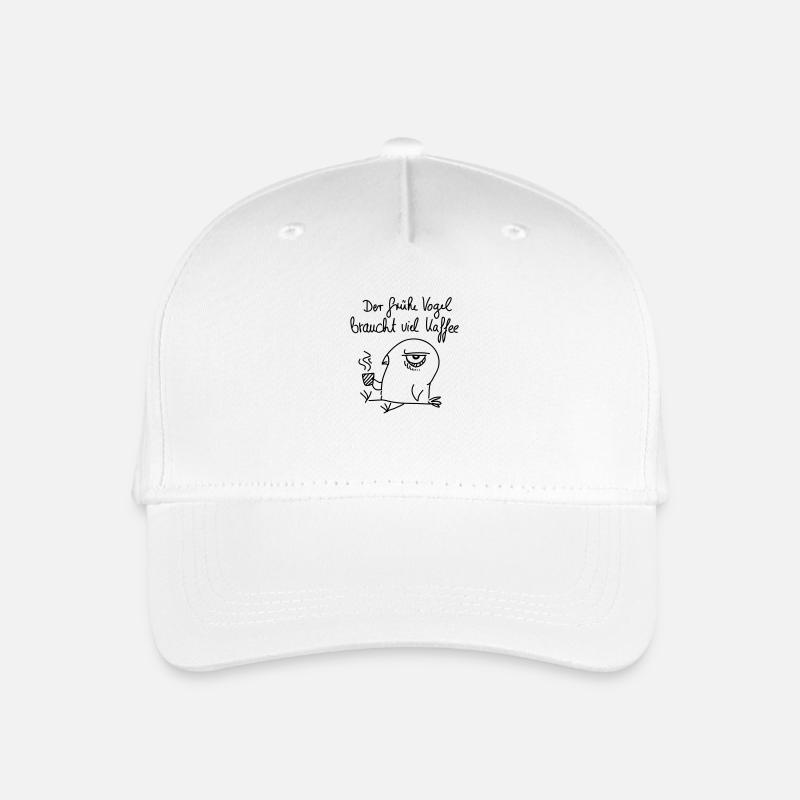 Der frühe Vogel braucht viel Kaffee - line - Kinder Bio Basecap - Weiß