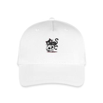 Chat noir et crâne - Casquette de baseball bio Enfant - blanc - Devant