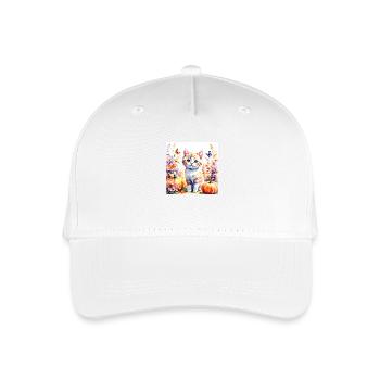 Autumn wildflower composition, with kitten - Organic Kids’ Baseball Cap - white - Front