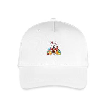 Lustiger Osterhase mit vielen bunten Ostereiern - Kinder Bio Basecap - Weiß - Vorne