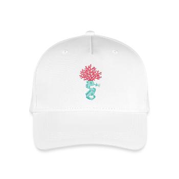 Seahorse with a coral on its head - Organic Kids’ Baseball Cap - white - Front