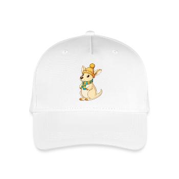 Niedliches Känguru mit Schal und Pudelmütze. - Kinder Bio Basecap - Weiß - Vorne
