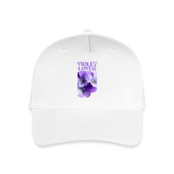 Violettes Stiefmütterchen-Blumenmuster - Kinder Bio Basecap - Weiß - Vorne