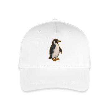 Glitzernder Pinguin Sticker - Kinder Bio Basecap - Weiß - Vorne
