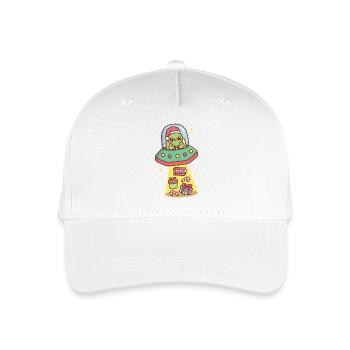 Funny Alien In UFO Abducts Christmas Presents - Organic Kids’ Baseball Cap - white - Front