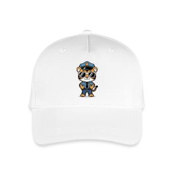 Tiger Polizist Sonnenbrille - Kinder Bio Basecap - Weiß - Vorne
