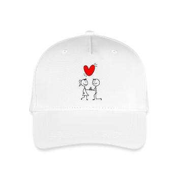 Rotes Herz auf Schwarz - Kinder Bio Basecap - Weiß - Vorne