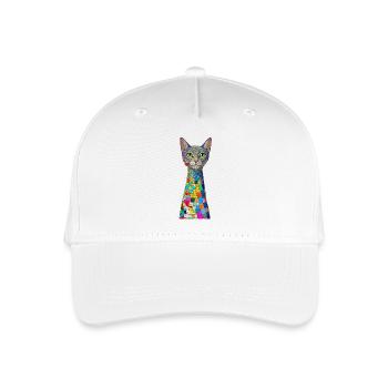 Buntes Mosaikkatzen - art deco stil  - Kinder Bio Basecap - Weiß - Vorne