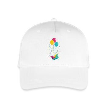 Karneval Narrenkappe mit Ballons & Konfetti - Kinder Bio Basecap - Weiß - Vorne