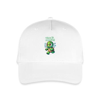 Time is running – Stressed Turtle Shirt - Organic Kids’ Baseball Cap - white - Front