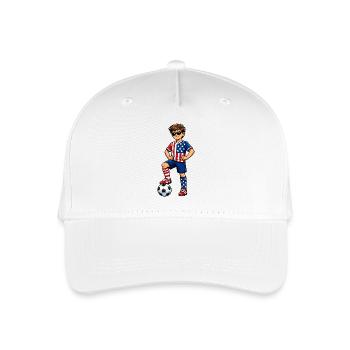 Soccer Boy USA America Fan American Flag - Organic Kids’ Baseball Cap - white - Front