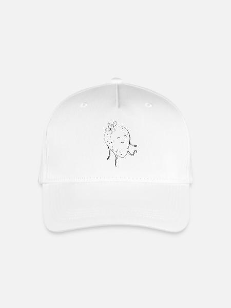 Tshirt zum ausmalen - happy Erdbeere - Kinder Bio Basecap - Weiß