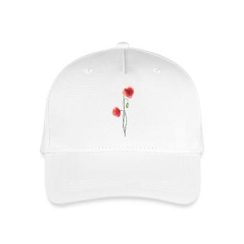 Flower: red poppy - Organic Kids’ Baseball Cap - white - Front