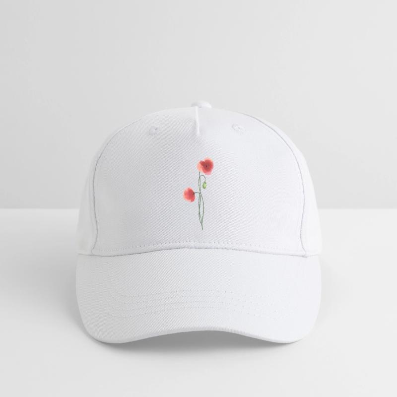 Fleur : coquelicot rouge Casquette de baseball bio Enfant