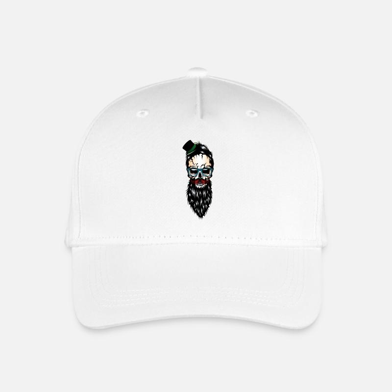 Kopf des bärtigen Barthut-Schnurrbartes des Todes Hipster - Kinder Bio Basecap - Weiß