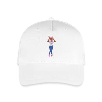 Schwarzes Mädchen, pinke Zöpfe, Haare, süßes Afro-Mädchen, - Kinder Bio Basecap - Weiß - Vorne