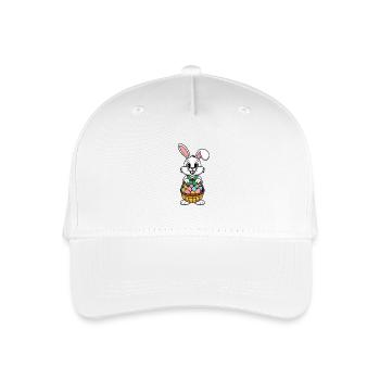 Lustiger Osterhase mit vielen bunten Ostereiern - Kinder Bio Basecap - Weiß - Vorne