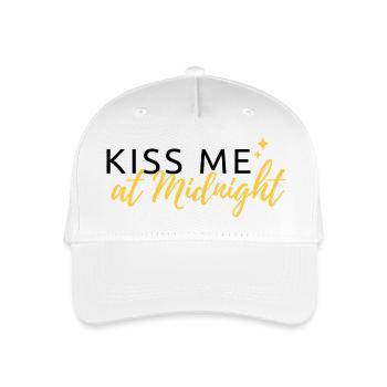Romantisches Neujahrsdesign „Kiss me at Midnight" - Kinder Bio Basecap - Weiß - Vorne