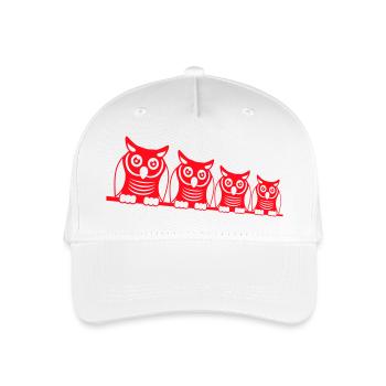 4 Eulen Vogel vier Freunde Reihe Uhu Crew Team süß - Kinder Bio Basecap - Weiß - Vorne