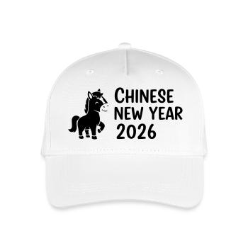 Chinese New Year 2026 Pferd –  Neujahrsdesign - Kinder Bio Basecap - Weiß - Vorne