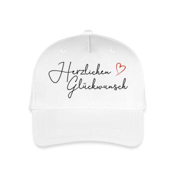 Herzlichen Glückwunsch Schriftzug schwarz - Kinder Bio Basecap - Weiß - Vorne