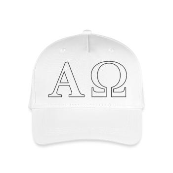 Alpha Omega Minimal Line Art - Kinder Bio Basecap - Weiß - Vorne