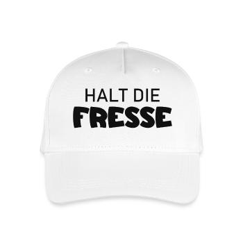 Halt die Fresse - Cooler Spruch - Kinder Bio Basecap - Weiß - Vorne
