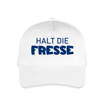 Halt die Fresse - Cooler Spruch - Kinder Bio Basecap - Weiß - Vorne