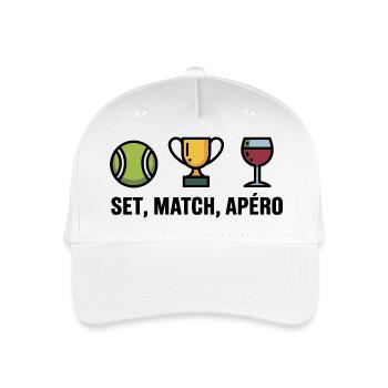 Set, Match, Tennis Humor Aperitif - Organic Kids’ Baseball Cap - white - Front