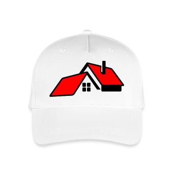 House with red roof logo - Organic Kids’ Baseball Cap - white - Front