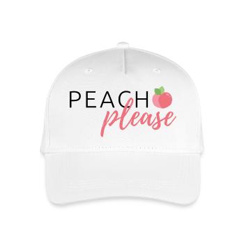 Sommerliches Frucht-Design "Peach Please" - Kinder Bio Basecap - Weiß - Vorne