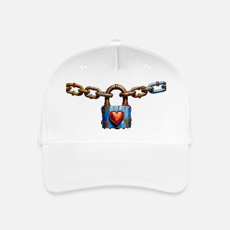 Liebesschloss mit Herz - Kinder Bio Basecap - Weiß