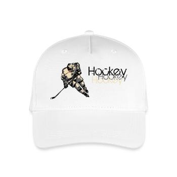 Eishockey Action Illustration - Kinder Bio Basecap - Weiß - Vorne