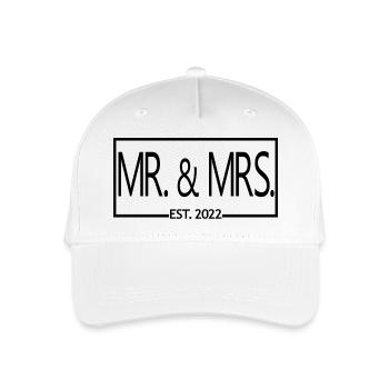 Mr. & Mrs. Est. 2022 - Männer & Frauen Hochzeitsgeschenk - Kinder Bio Basecap - Weiß - Vorne