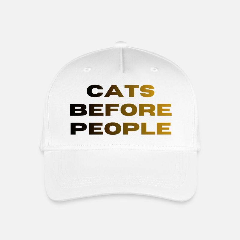 Katzenliebhaber-T-Shirt – Katzen vor Menschen - Kinder Bio Basecap - Weiß