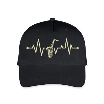 Herzschlag Saxophon - Kinder Bio Basecap - Schwarz - Vorne