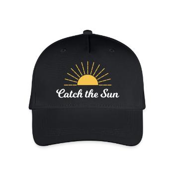 Spruch "Catch the sun" – Sonne im Sommer - Kinder Bio Basecap - Schwarz - Vorne