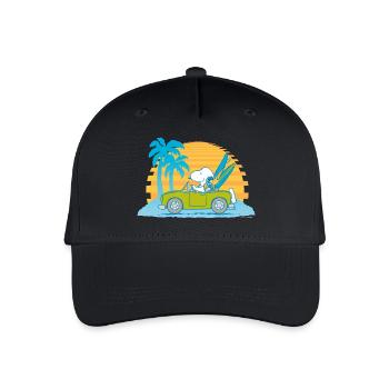 Peanuts Snoopy Cabrio Urlaub Ab Zum Strand - Kinder Bio Basecap - Schwarz - Vorne