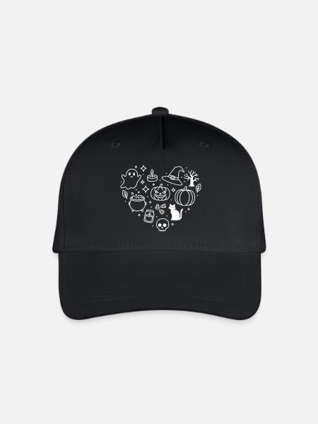 Halloween Herz  - Kinder Bio Basecap - Schwarz