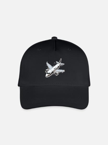 Flugzeug - Illustration - Kinder Bio Basecap - Schwarz